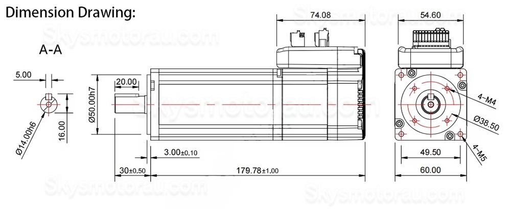 Nema 23 60mm 48V 400W Integrated AC Servo Motor JMC iHSV60-30-40-48-SC 1.27N.m 3000RPM with Brake